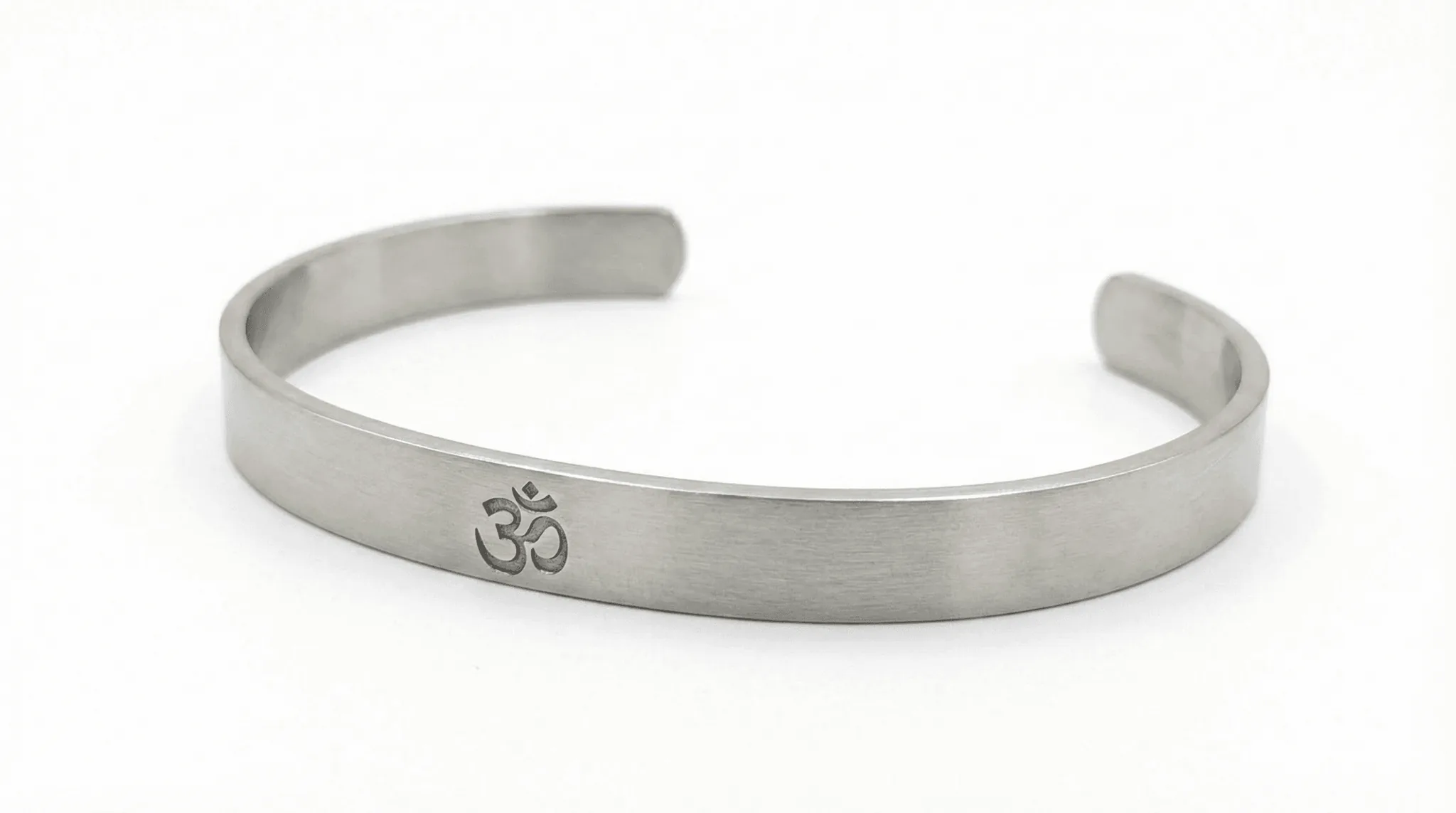 Silver Toned Om Kada – Adjustable Open Cuff Bracelet (Unisex)
