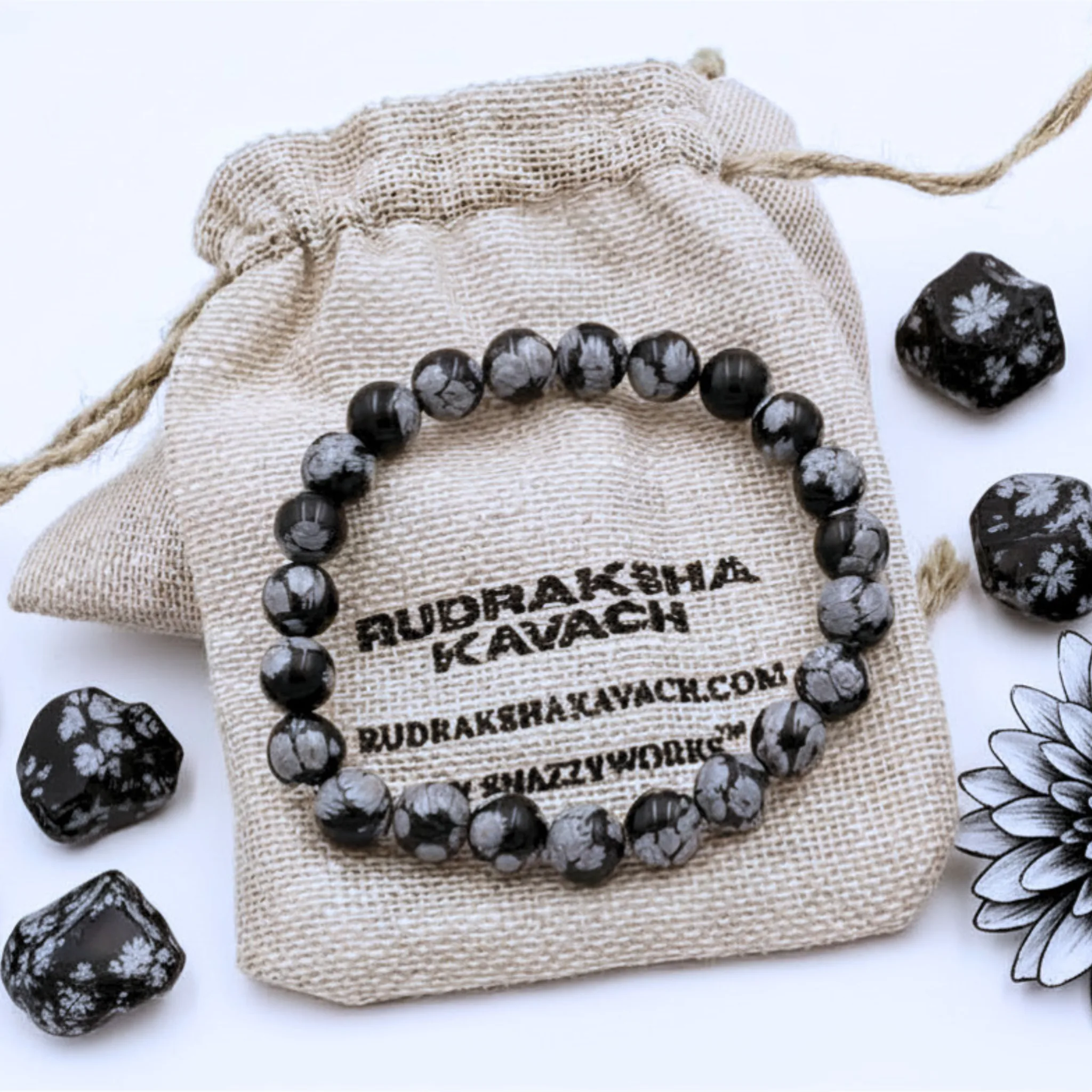 Snow Flake Obsidian Bracelet